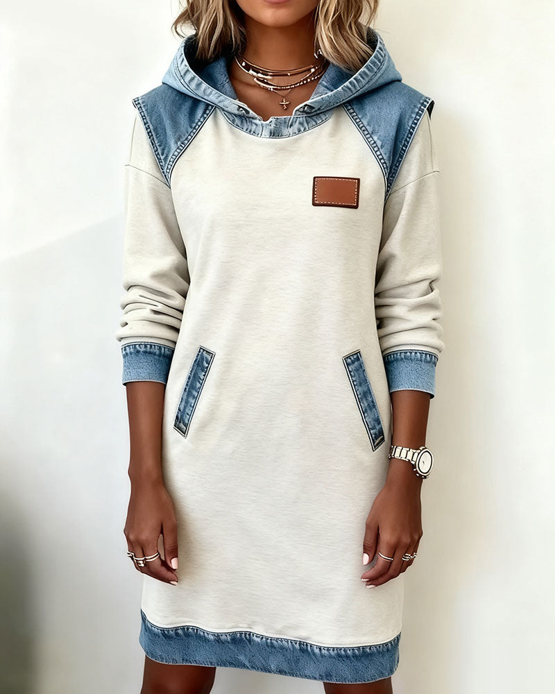 Stefana | Hoodie Dress with Contrasting Inserts