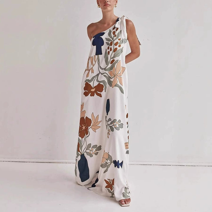 MILLIE – MAXI DRESS WITH ONE SHOULDER PRINTED