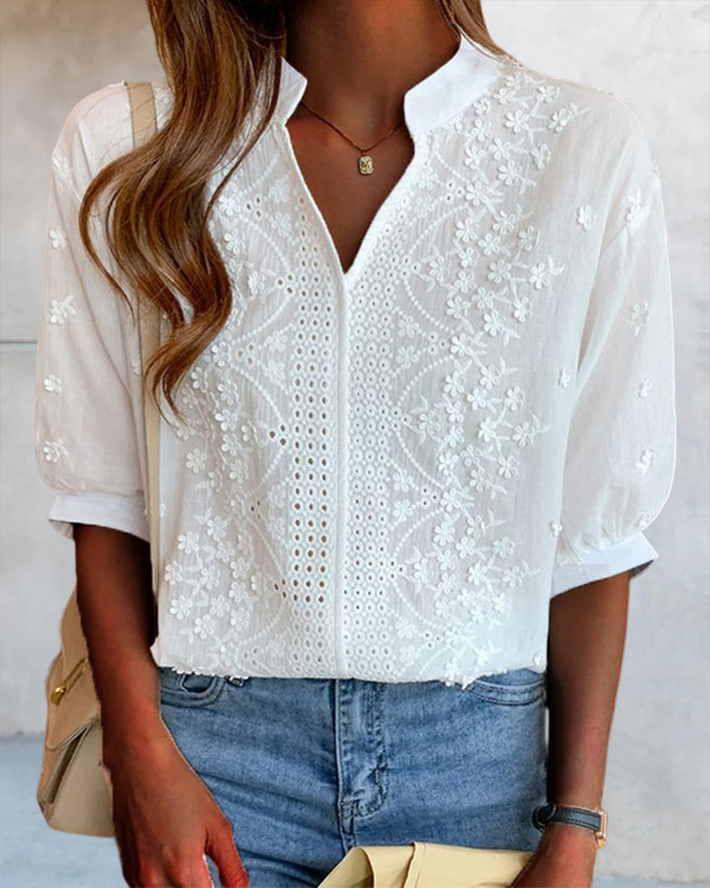 EMBERLY – LACE BLOUSE WITH PUFFY SLEEVES