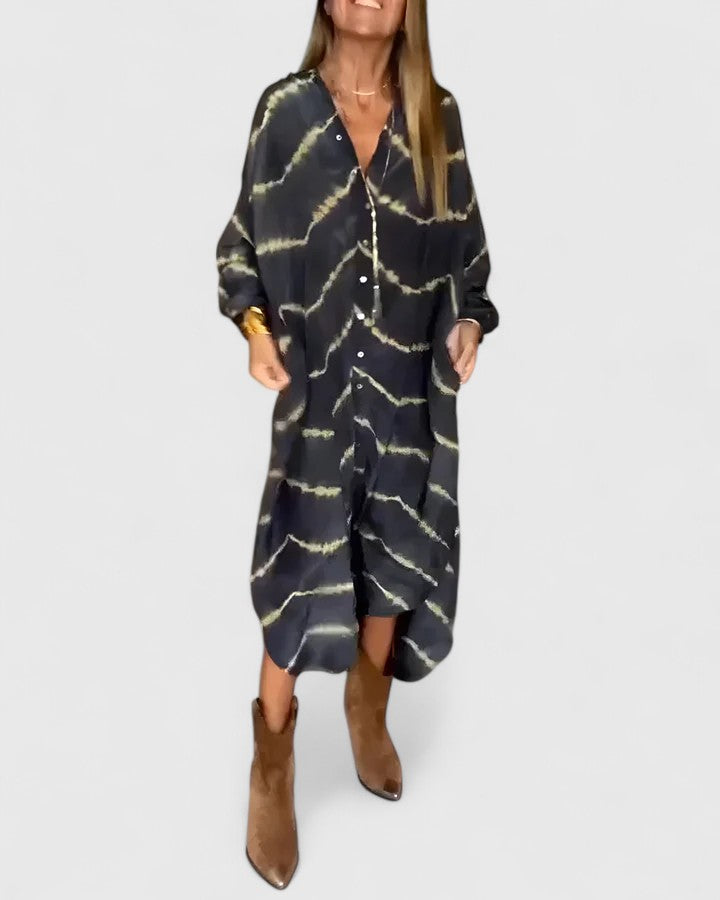 PAISLEY – TIE-DYE DRAPED SHIRT DRESS