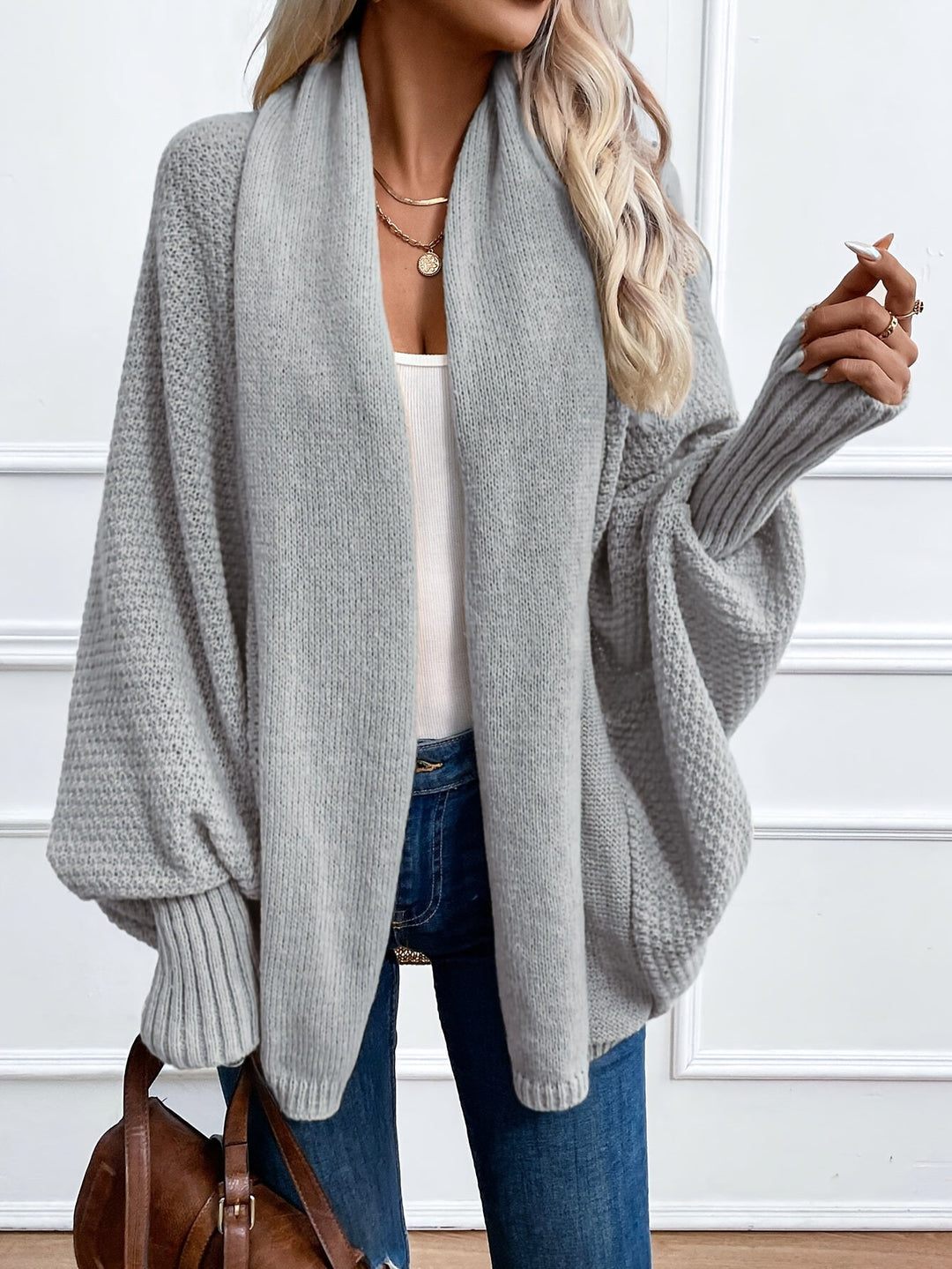 Zinnia - Knitted Cardigan with Canvas-Style Sleeves