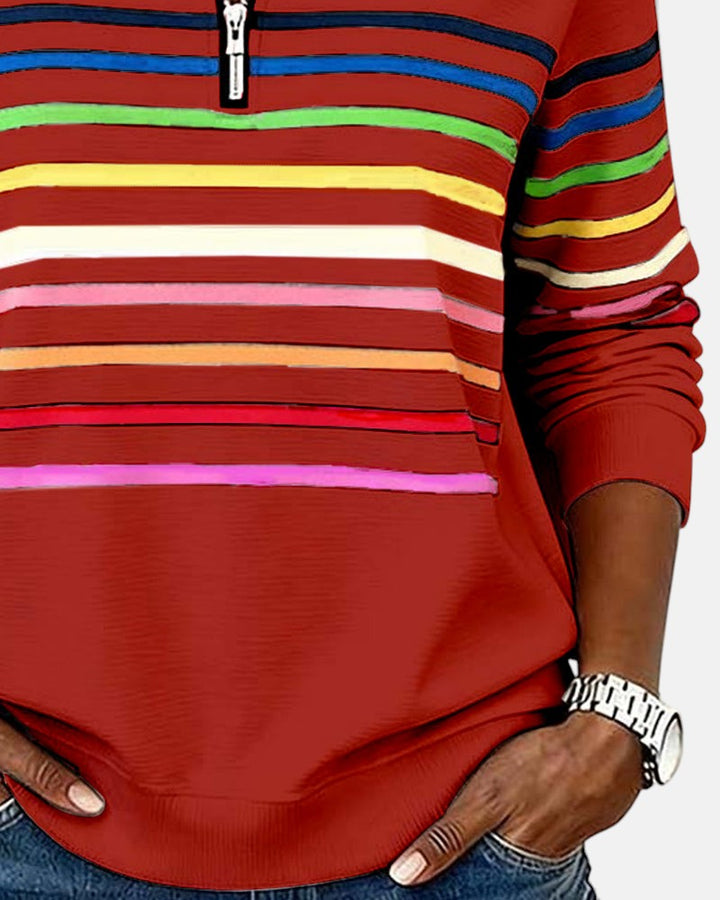 Billie | Rainbow Striped Zip Sweatshirt