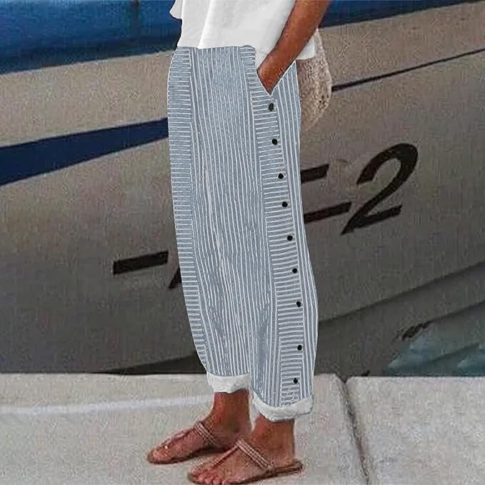 VIENNA – PANTS WITH BUTTON ACCENTS AND STRIPES