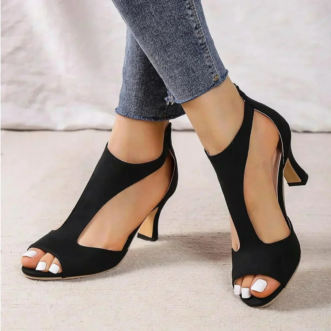 Bella - Stiletto Sandal with Back Zipper