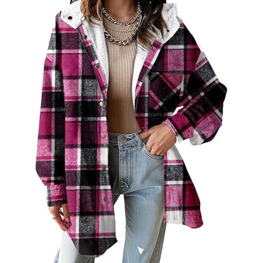 Thea | Relaxed Fit Hooded Plaid Jacket