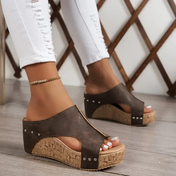 Faith - Elegant Rubber Wedge Heel Sandals