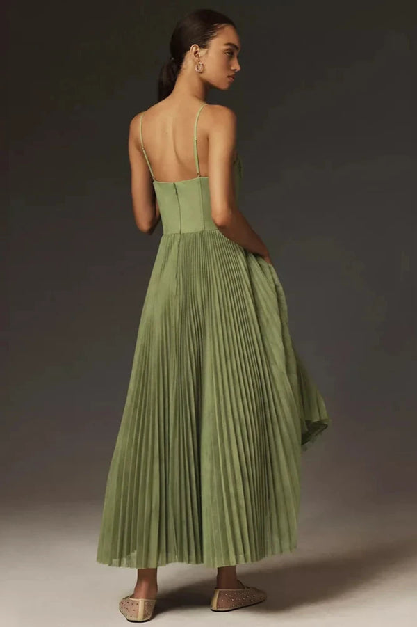 Lina | Elegant Pleated Dress with Thin Straps