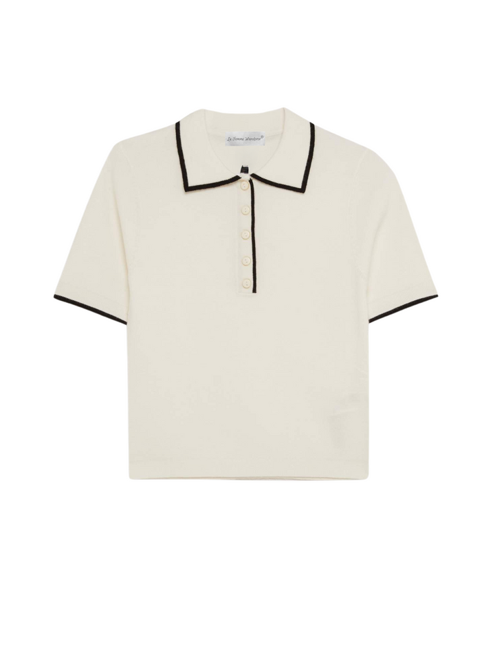 Top knitted with metallic buttons and contrasting details