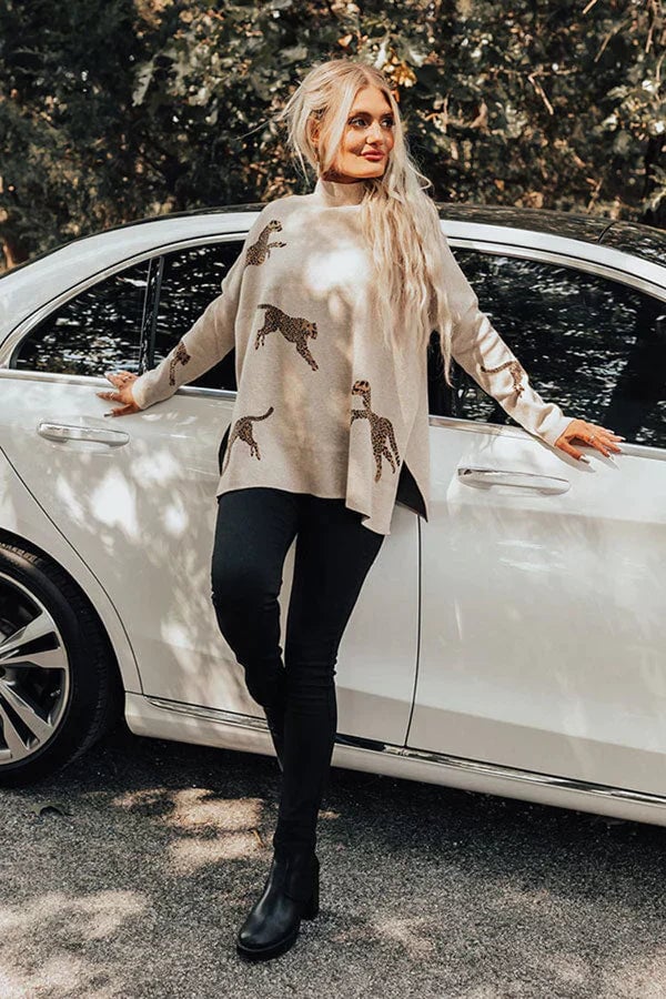 VIDA – VINTAGE CASUAL BLOUSE WITH TIGER AND LEOPARD PRINT