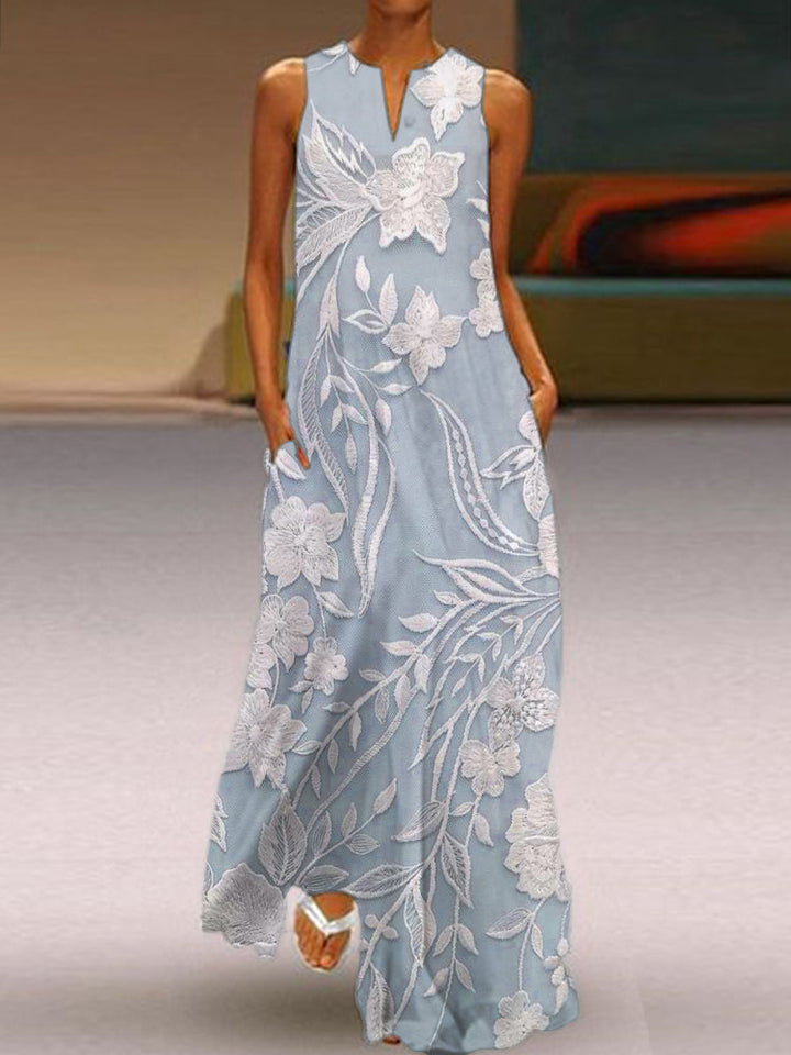 SELENE – ELEGANT SLEEVELESS DRESS, LUXURIOUS, WITH PRINT