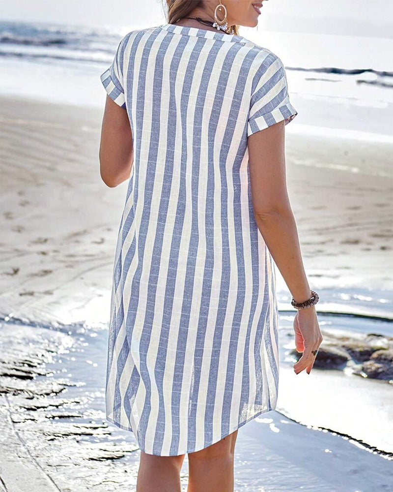 MIRANDA – STRIPED BREEZE SHIRT DRESS