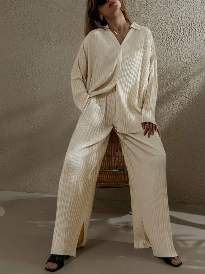 Two-Piece Pleated Pocket Pants Set, Oversized