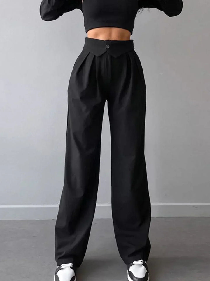 Office Pants with Wrapped Waist and Straight Leg