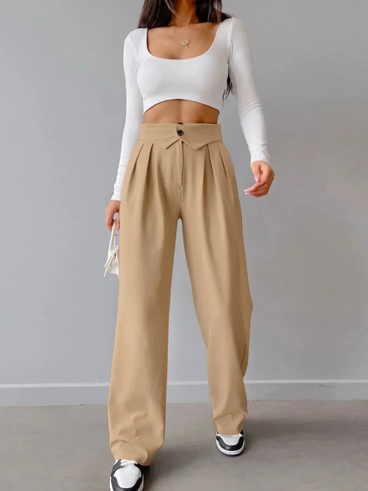 Office Pants with Wrapped Waist and Straight Leg