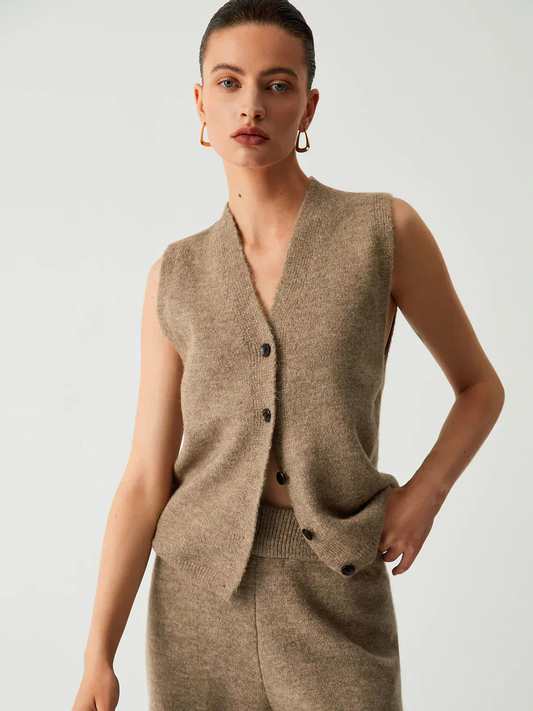 Three-Piece Set with Long Cardigan and Casual Pants