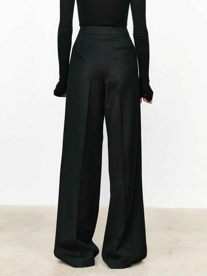 Asymmetrical Waist Office Pants with Straight Leg