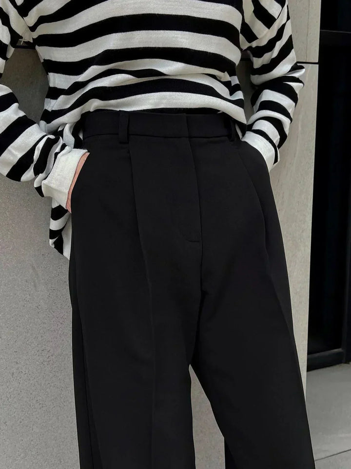Black High-Waisted Wide-Leg Pants