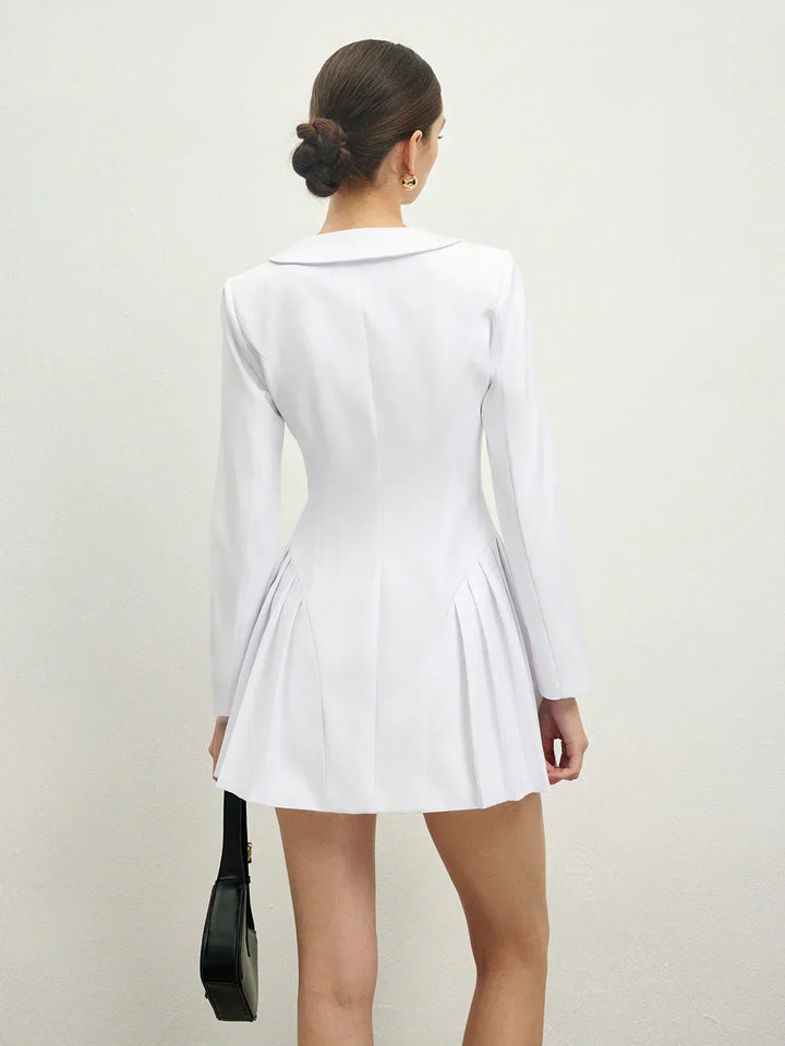 Pleated Corset Dress with Lapel