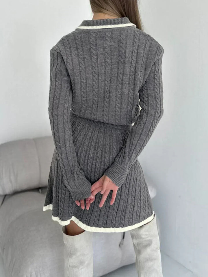 Cable Knit Blazer and Skirt Set