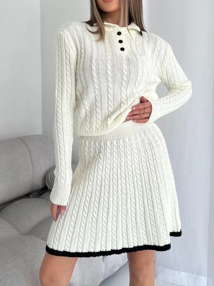 Cable Knit Blazer and Skirt Set