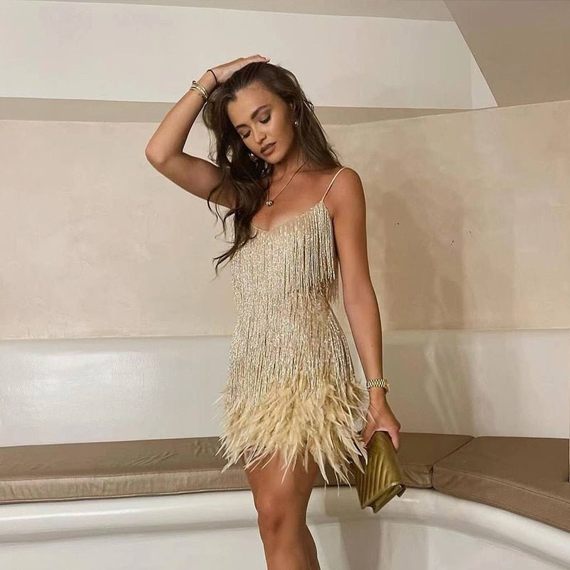 ALEXIS – MODERN FEATHERED PARTY DRESS FOR A NIGHT OUT