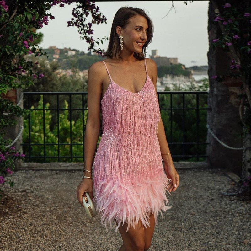 ALEXIS – MODERN FEATHERED PARTY DRESS FOR A NIGHT OUT