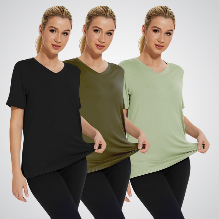 OLIVIA – V-NECK T-SHIRT FOR EVERYDAY WEAR (PACK OF 3)