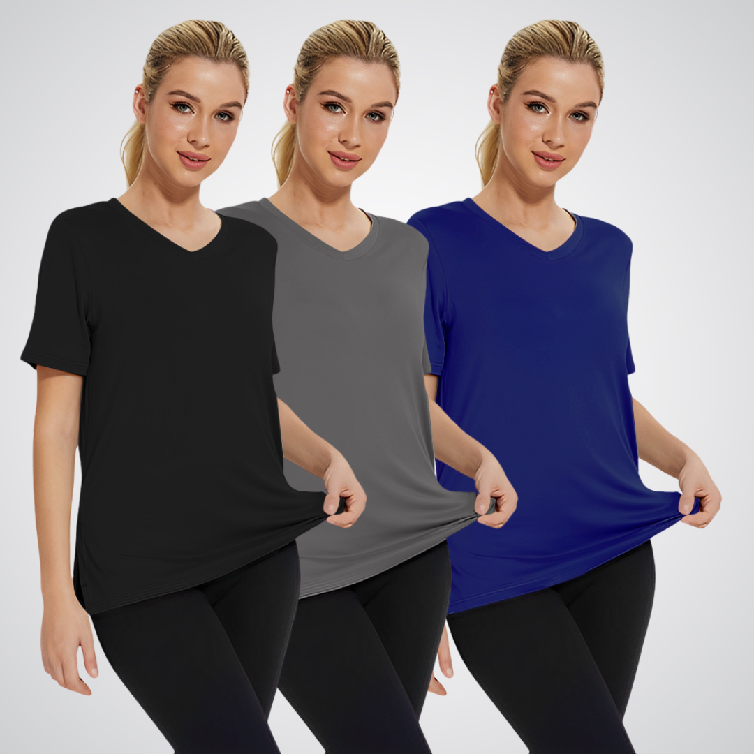 OLIVIA – V-NECK T-SHIRT FOR EVERYDAY WEAR (PACK OF 3)