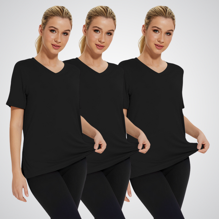 OLIVIA – V-NECK T-SHIRT FOR EVERYDAY WEAR (PACK OF 3)