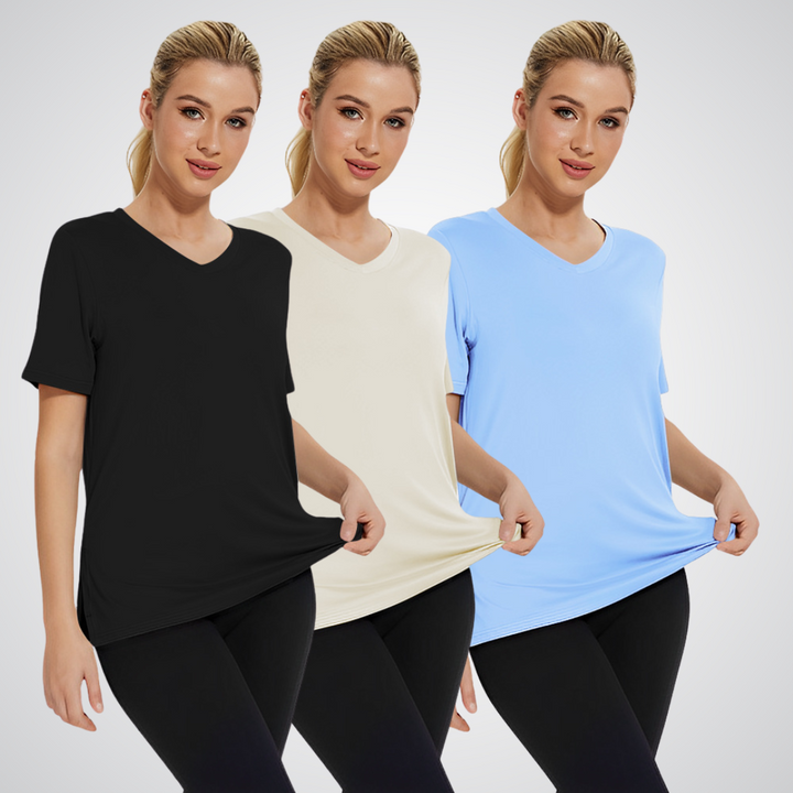 OLIVIA – V-NECK T-SHIRT FOR EVERYDAY WEAR (PACK OF 3)