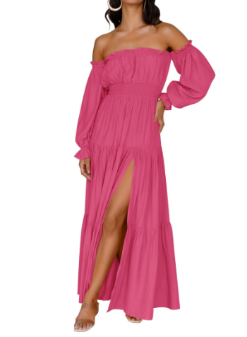 KENDRA – MAXI OFF-SHOULDER DRESS WITH A TOUCH OF ROMANCE