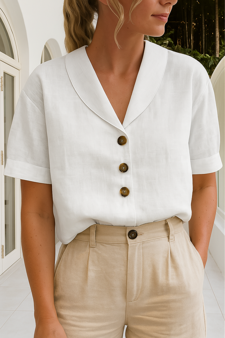 EVELINDA | Elegant Linen Casual Blouse