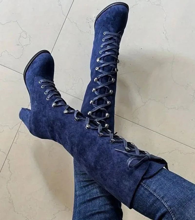 Asmita - Lace-Up High Heel Suede Boots