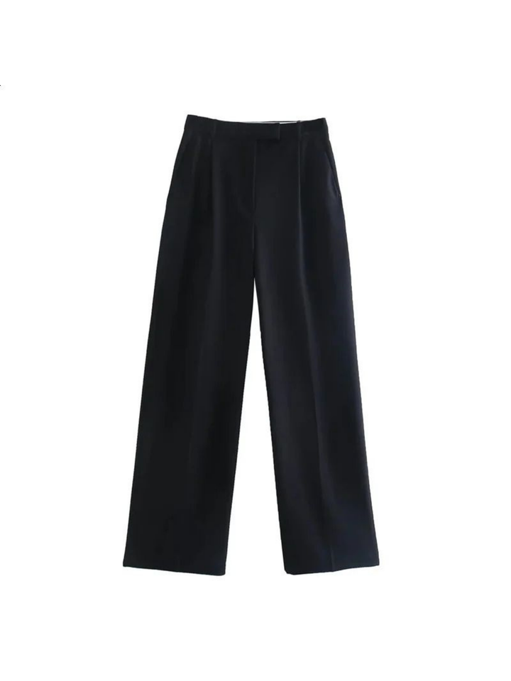 Elegant Casual Pants, Relaxed Fit, High Waist with Straight Cut