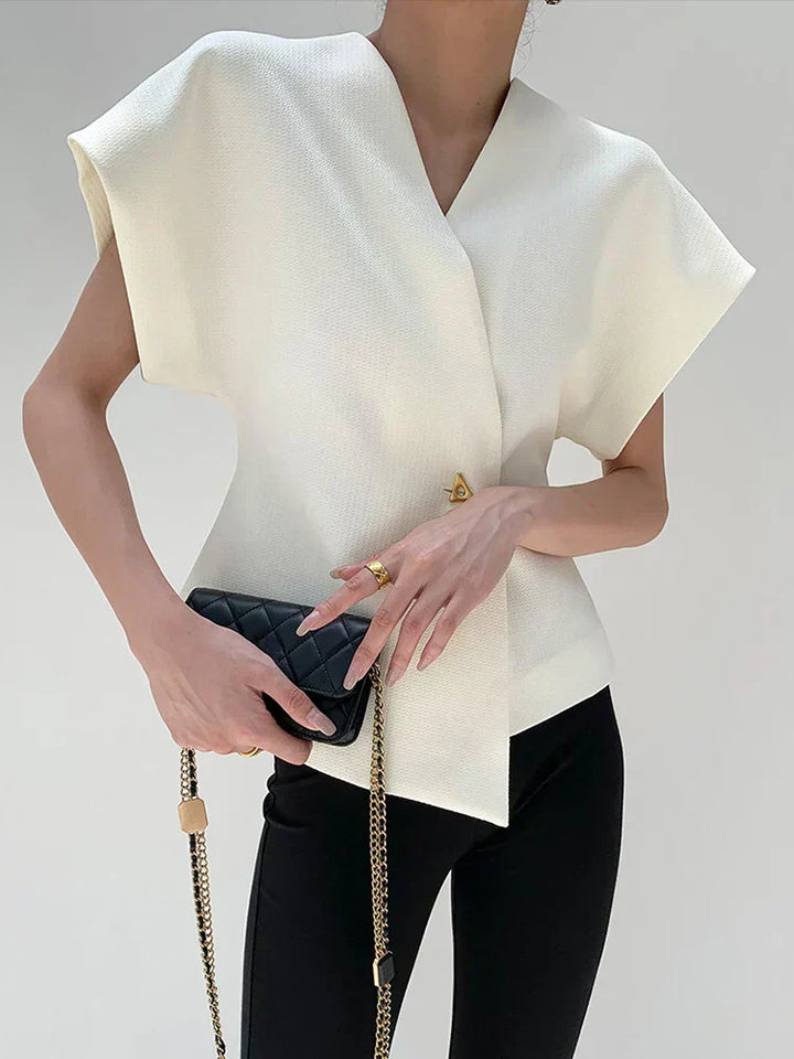 V-Neck Blouse with Buttons