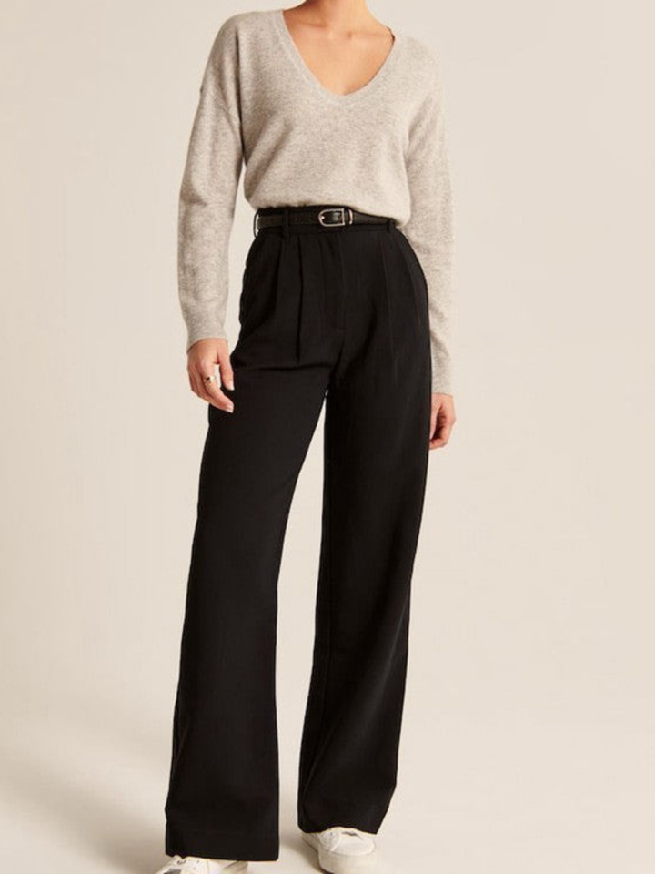 High-Waisted Wide-Leg Casual Pants