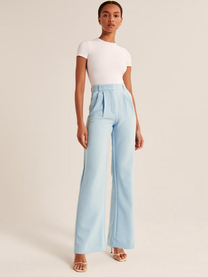 High-Waisted Wide-Leg Casual Pants