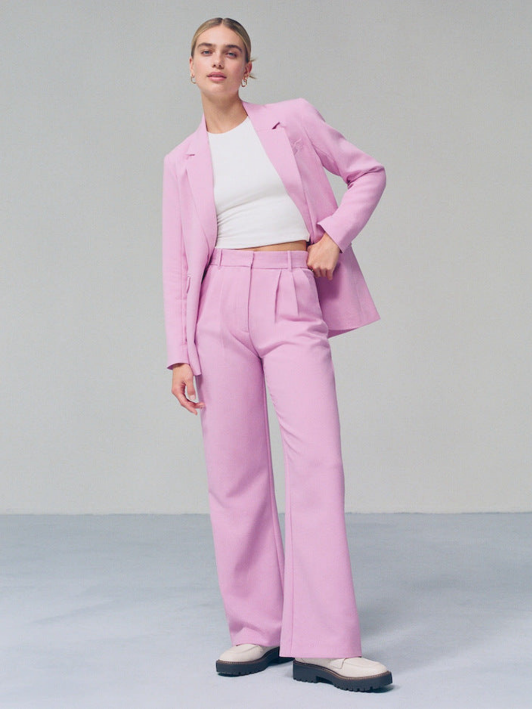 High-Waisted Wide-Leg Casual Pants