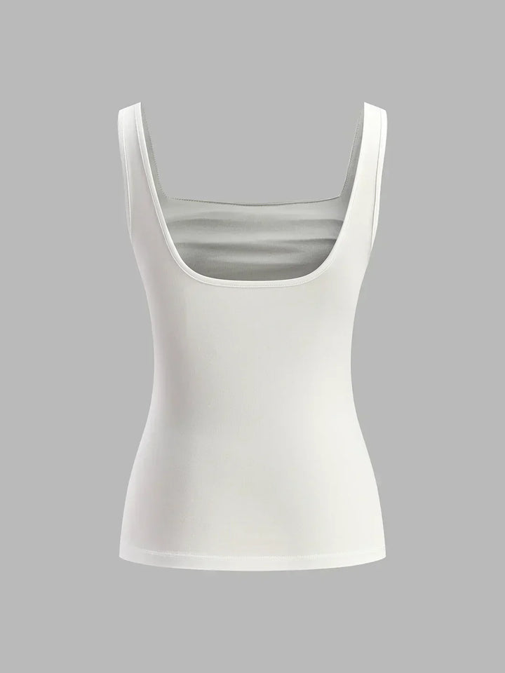 Top elegant with square neckline, sleeveless