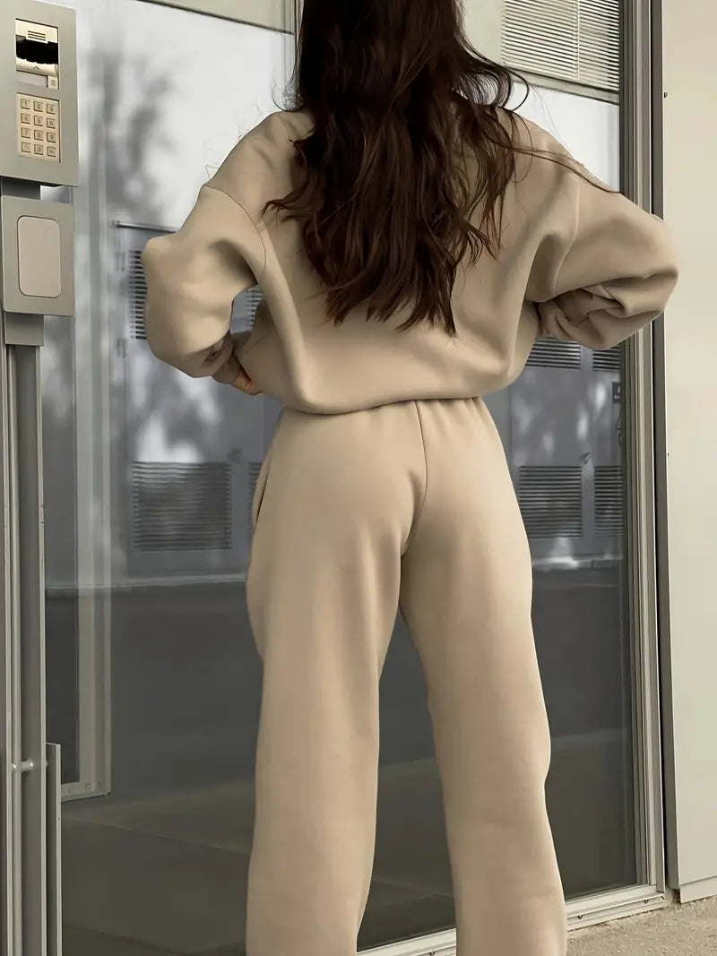 Casual Set with Hood and Solid Color