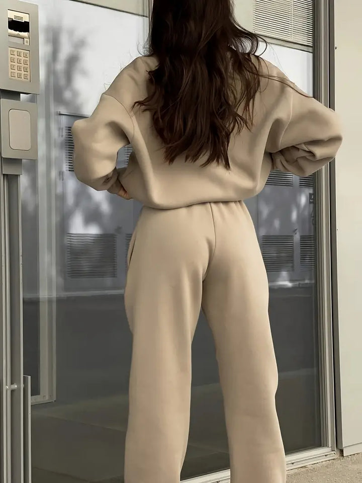 Casual Set with Hood and Solid Color