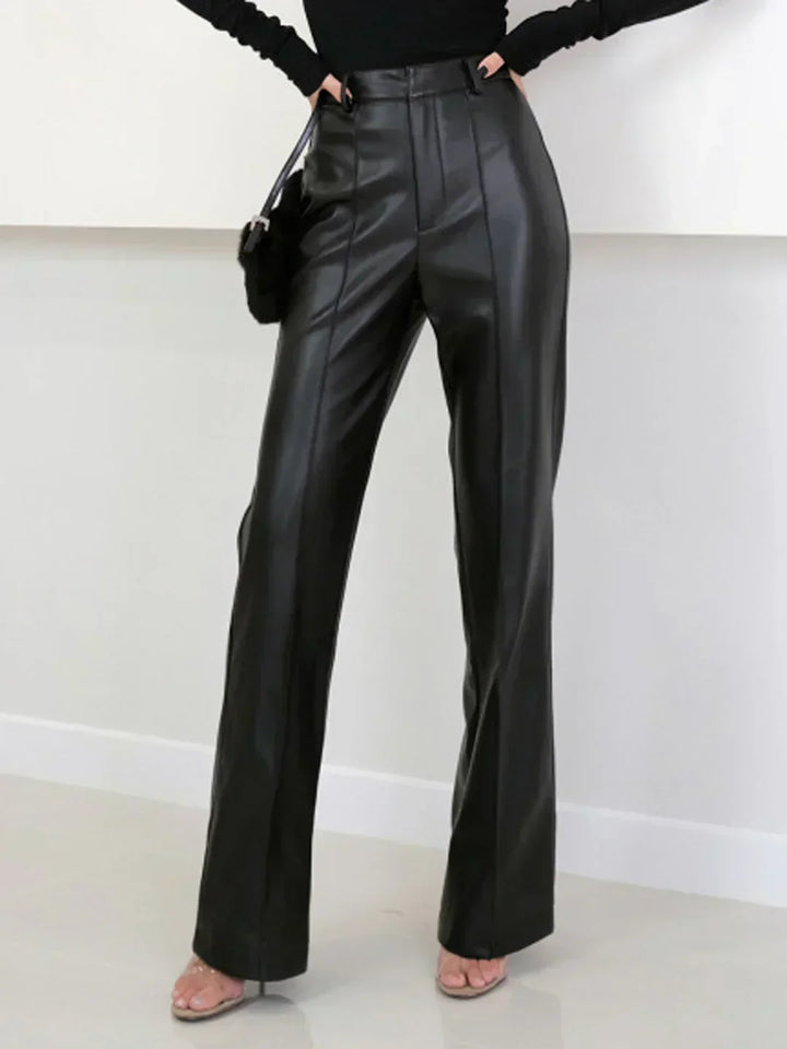 Elegant High-Waisted Eco-Leather Pants