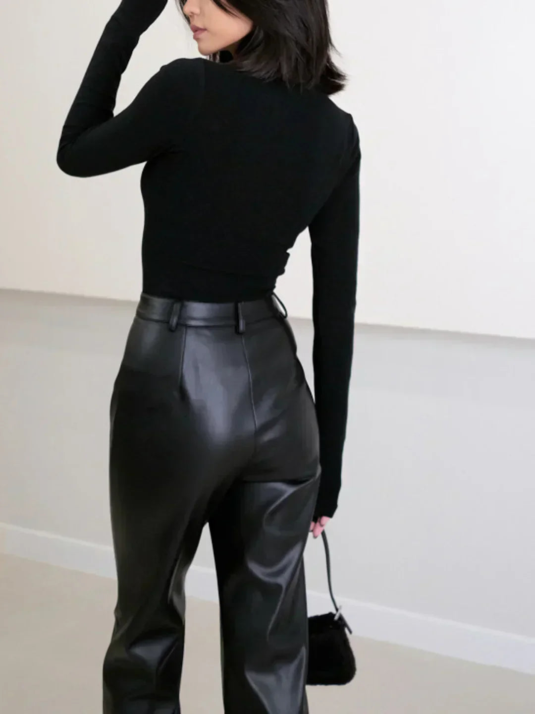 Elegant High-Waisted Eco-Leather Pants
