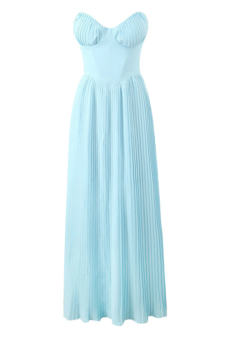 Vivian | Strapless Pleated Maxi Dress
