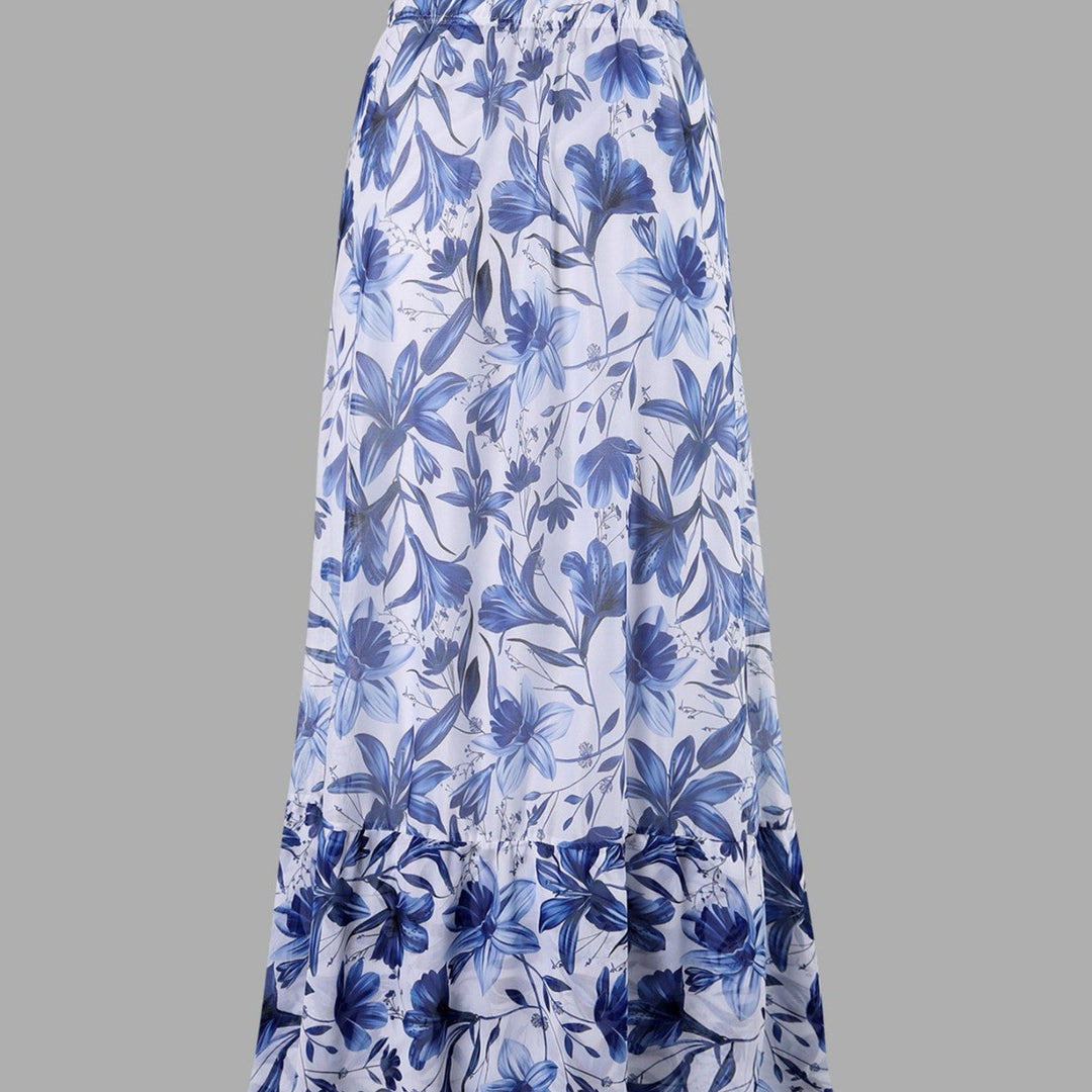 EMBERLY – BLUE AND WHITE PORCELAIN WRAP SKIRT FOR SWIMSUIT