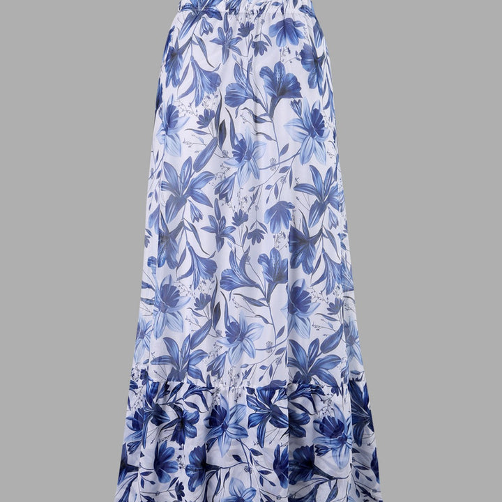 EMBERLY – BLUE AND WHITE PORCELAIN WRAP SKIRT FOR SWIMSUIT