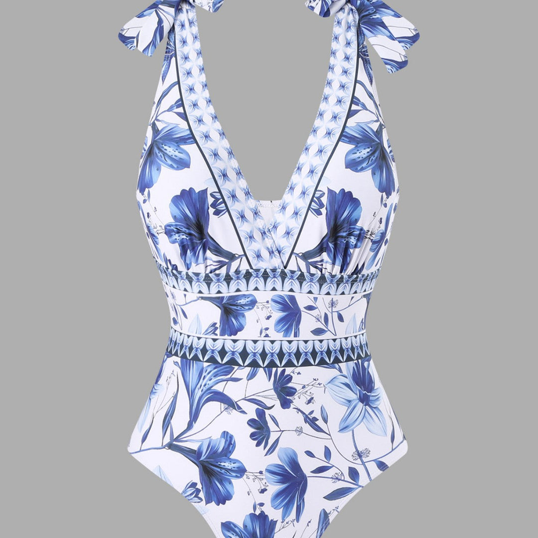 EMBERLY – BLUE AND WHITE PORCELAIN WRAP SKIRT FOR SWIMSUIT