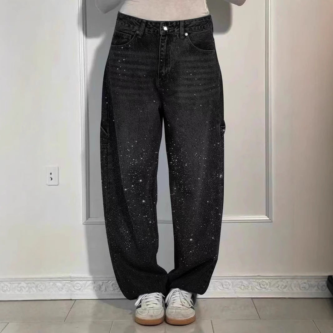 Raphaelle | Trendy Denim Cargo Pants with Stars