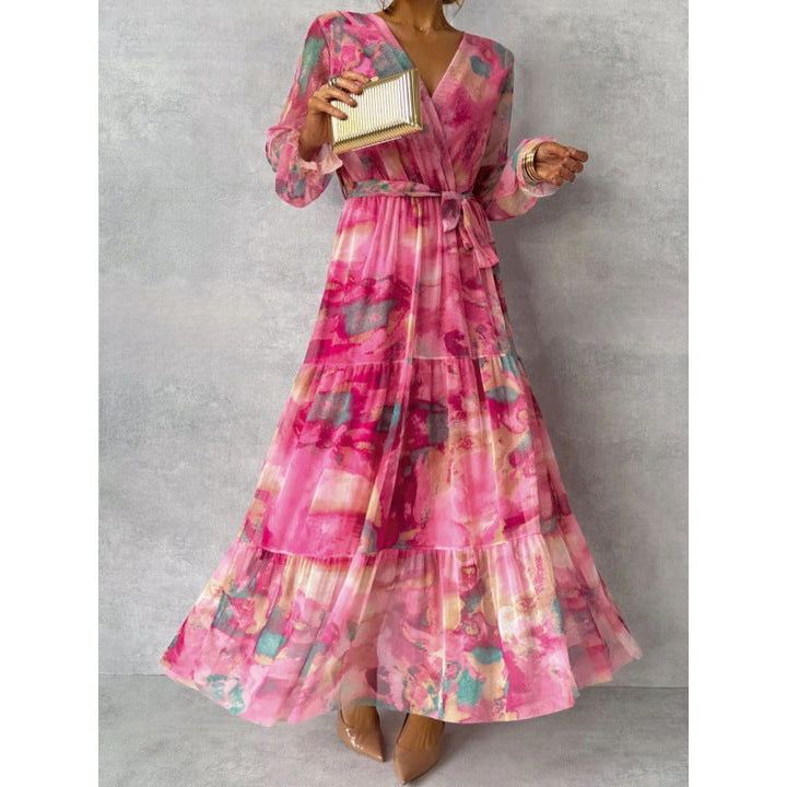 Nyla – Elegant Dress with Flowers and V Neckline