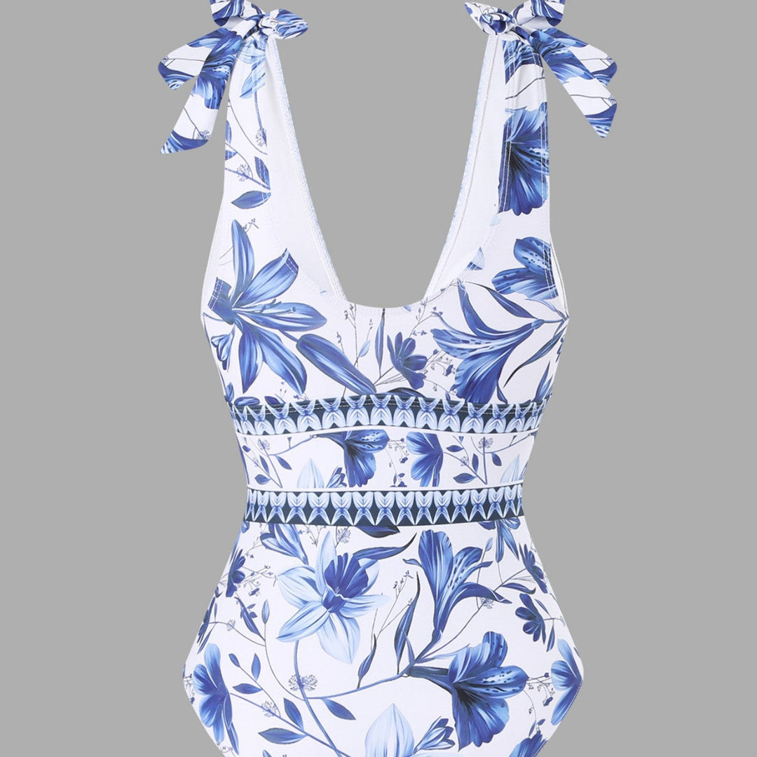 EMBERLY – BLUE AND WHITE PORCELAIN WRAP SKIRT FOR SWIMSUIT